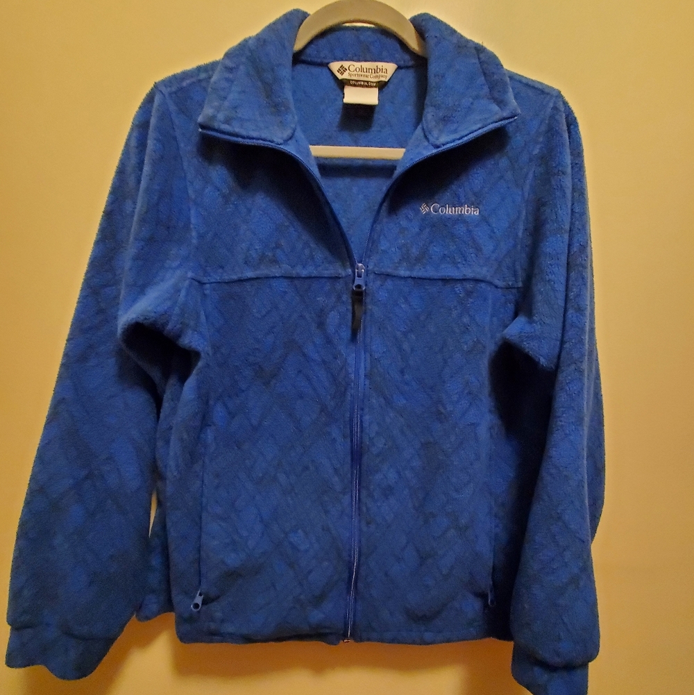 Columbia Royal Blue with black fleese feeling Patterned Jacket size 14/16